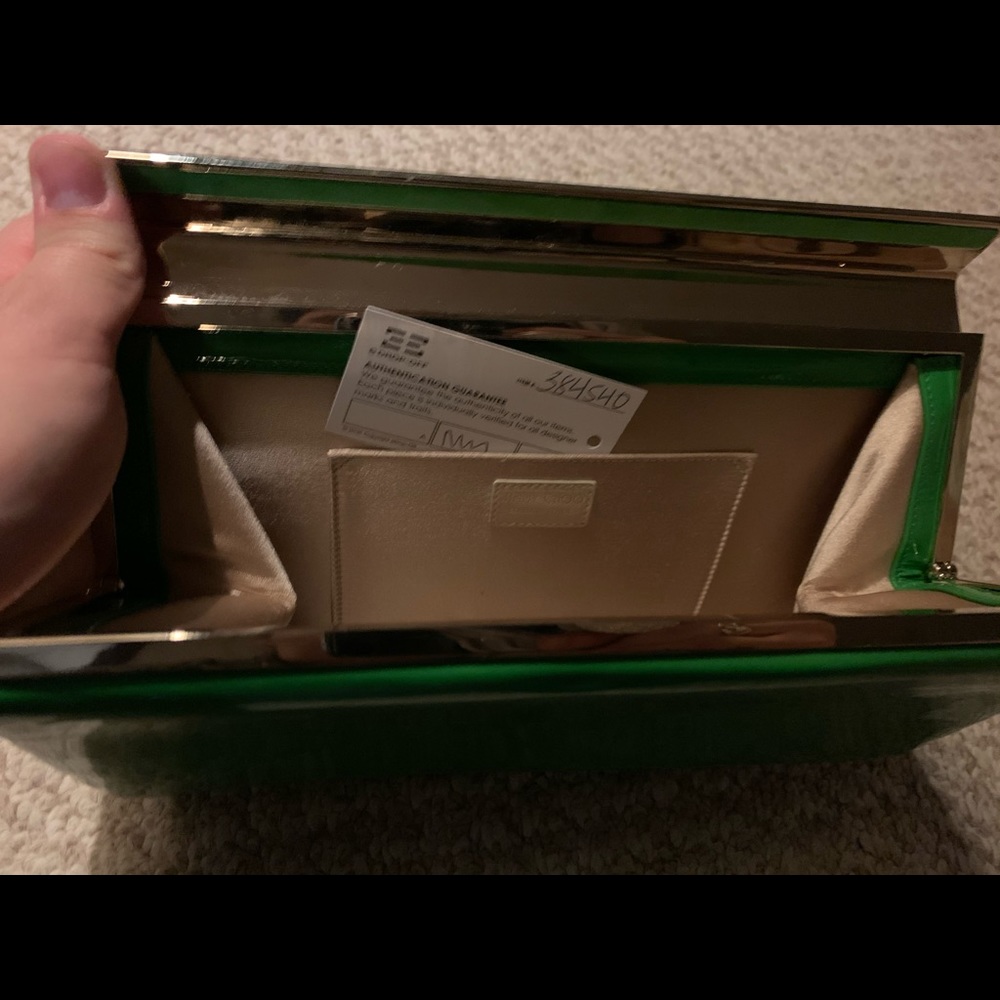 Jimmy Choo green leather clutch